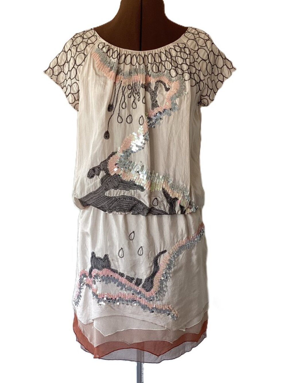 Blush Pink Silk Dress with Embroidery and Beading
